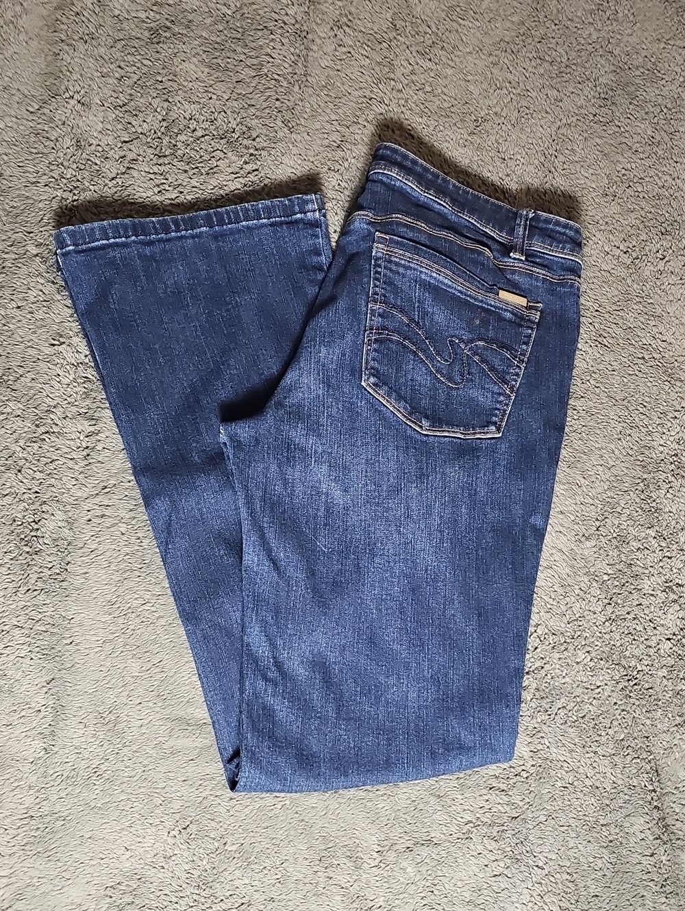 White House Black Market Boot Leg Cotton Denim Blue Jeans Size 12S Petite Short